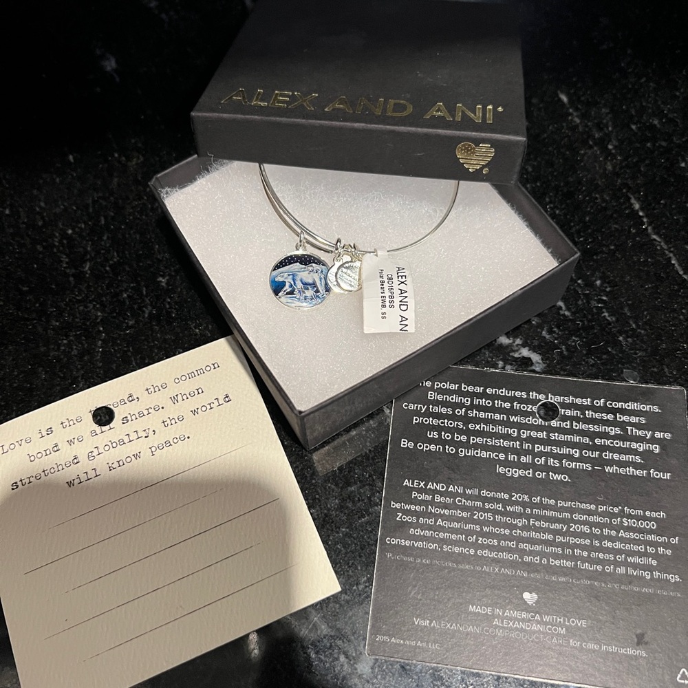 NWT Alex and Ani Polar Bears bracelet